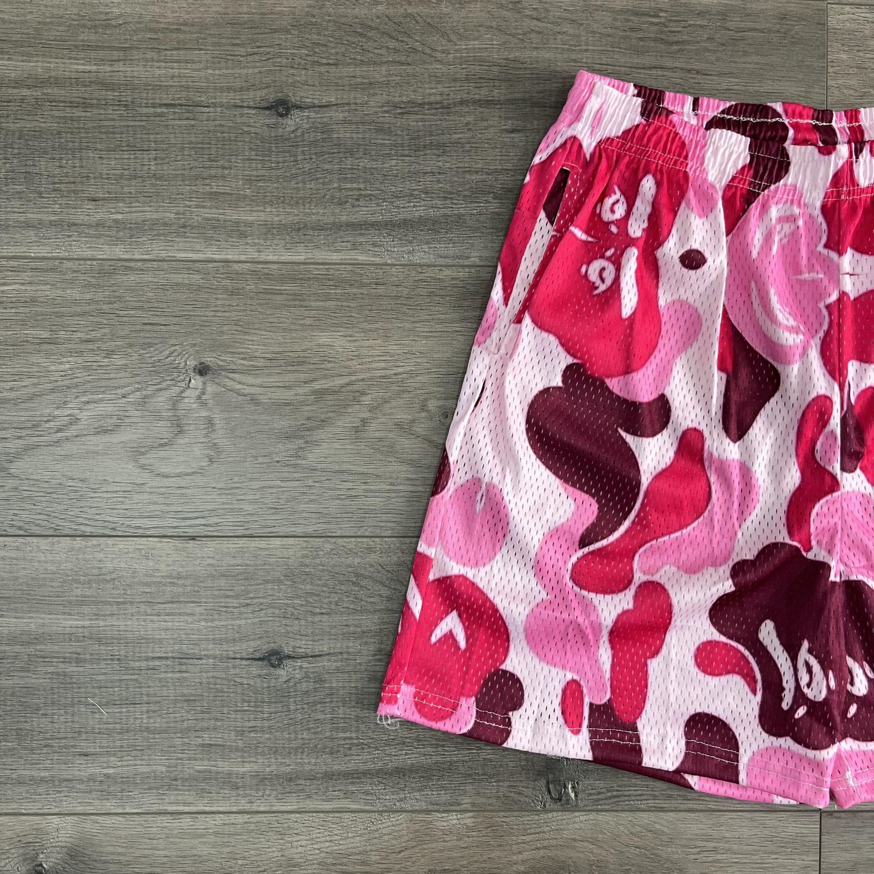 PINK CAMO MESH SHORTS-8698
