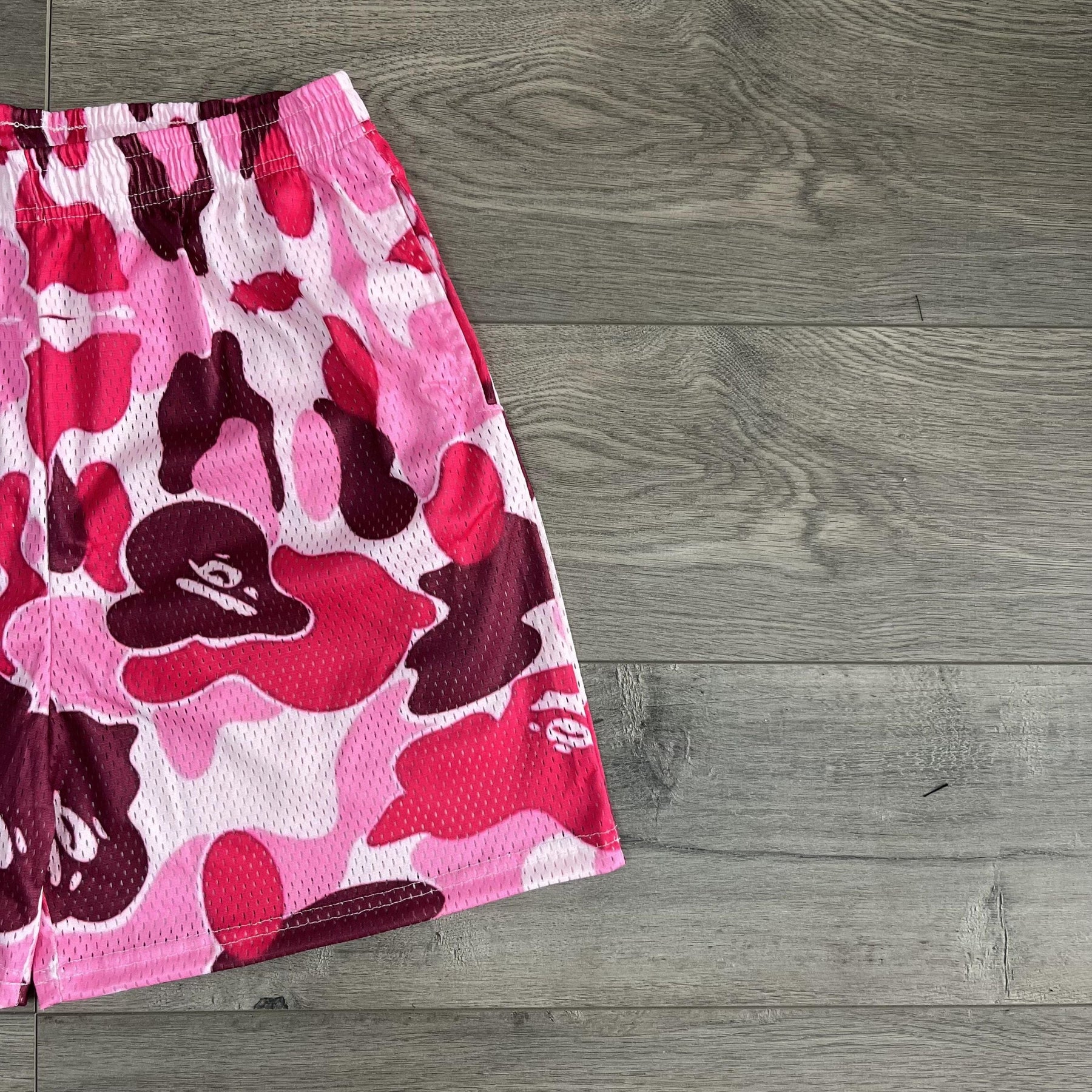 PINK CAMO MESH SHORTS-8698