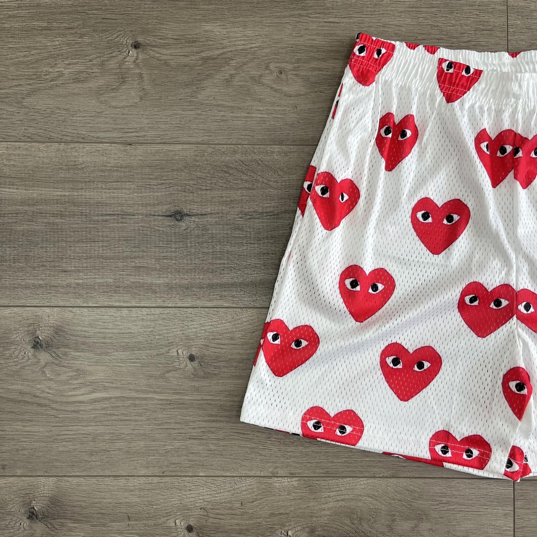 RED CDG MESH SHORTS-8716
