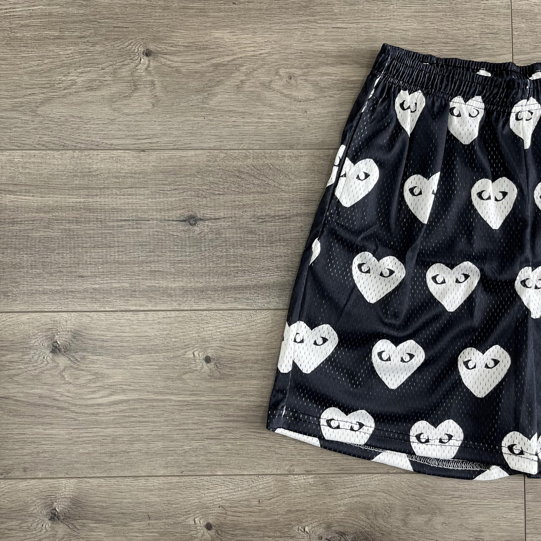 BLACK CDG MESH SHORTS-8732