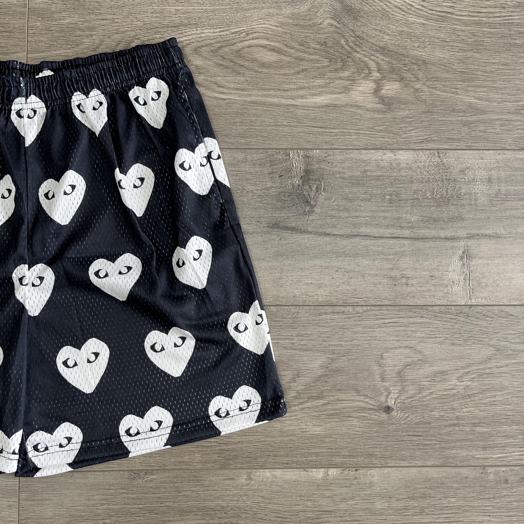 BLACK CDG MESH SHORTS-8732