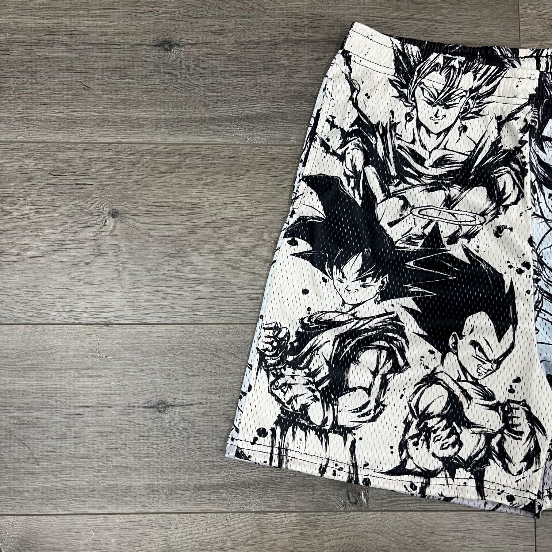 RDMCLOTHINGART tapestry hoodie BLACK&WHITE GOKU MESH SHORTS-8665