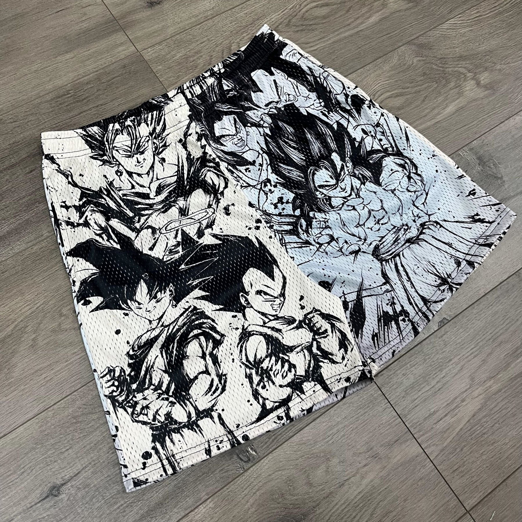 RDMCLOTHINGART tapestry hoodie BLACK&WHITE GOKU MESH SHORTS-8665