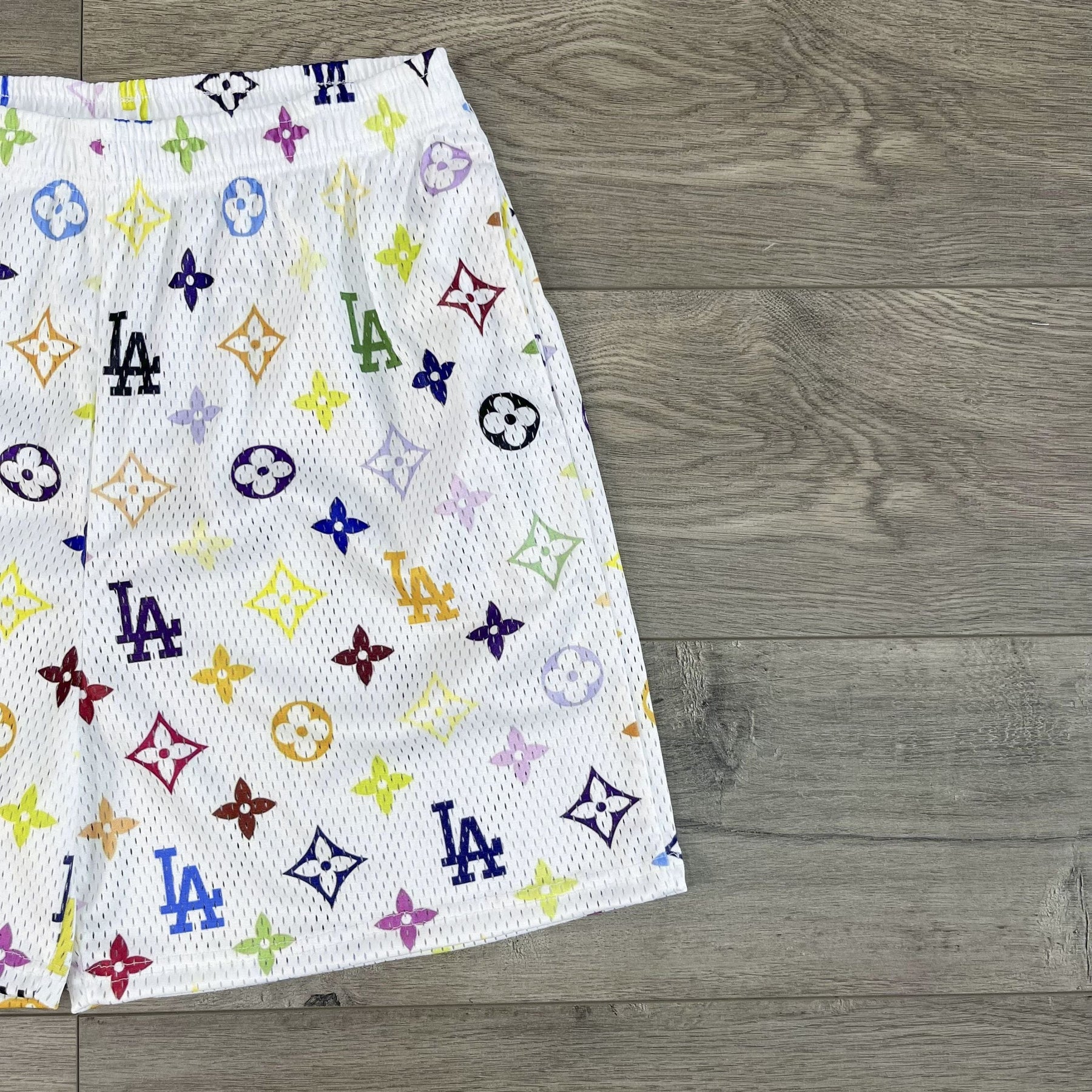 RDMCLOTHINGART tapestry hoodie COLORFUL LA MESH SHORTS-8677