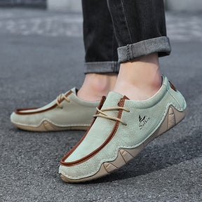 Bomber Leather Lace-Up Driving Moccasins Western Boots-60061