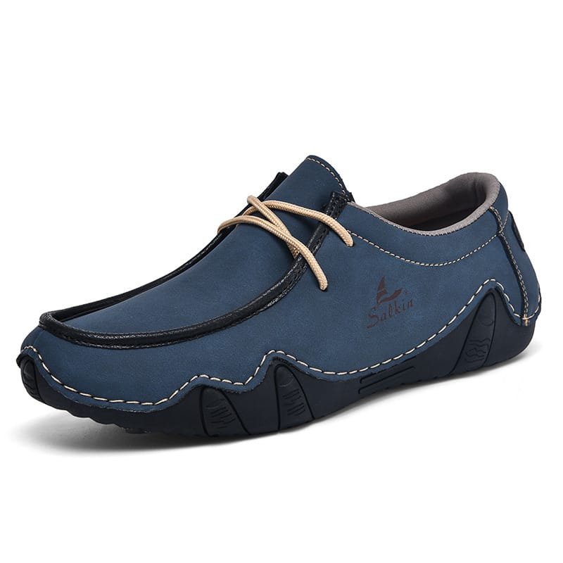 Bomber Leather Lace-Up Driving Moccasins Western Boots-60061