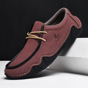 Bomber Leather Lace-Up Driving Moccasins Western Boots-60061