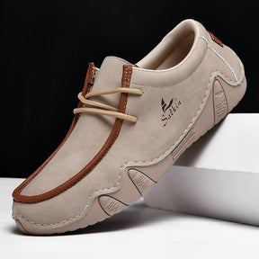 Bomber Leather Lace-Up Driving Moccasins Western Boots-60061