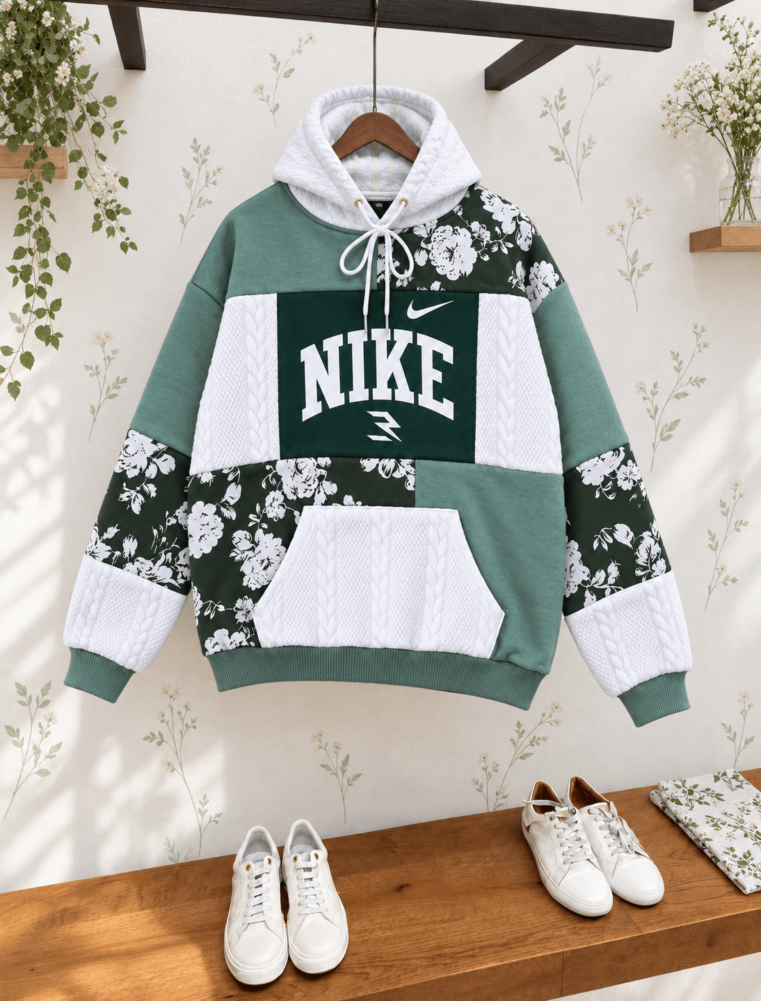 Green Mood Patchwork Hoodie -02