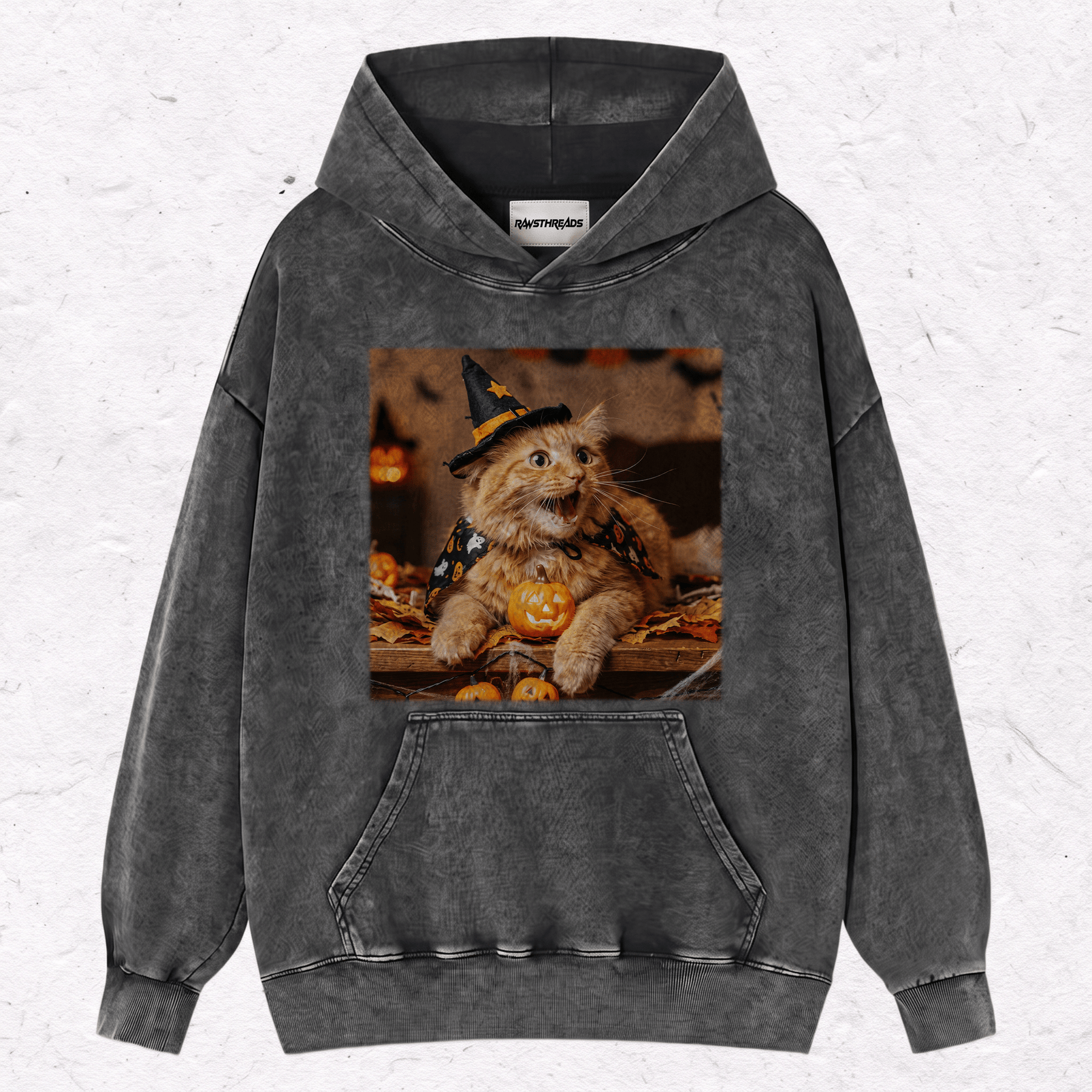 HALLOWEEN CAT HEAVY WEIGHT COTTON TEE-016