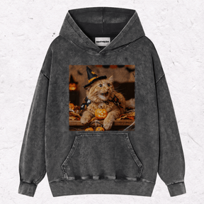HALLOWEEN CAT HEAVY WEIGHT COTTON TEE-016