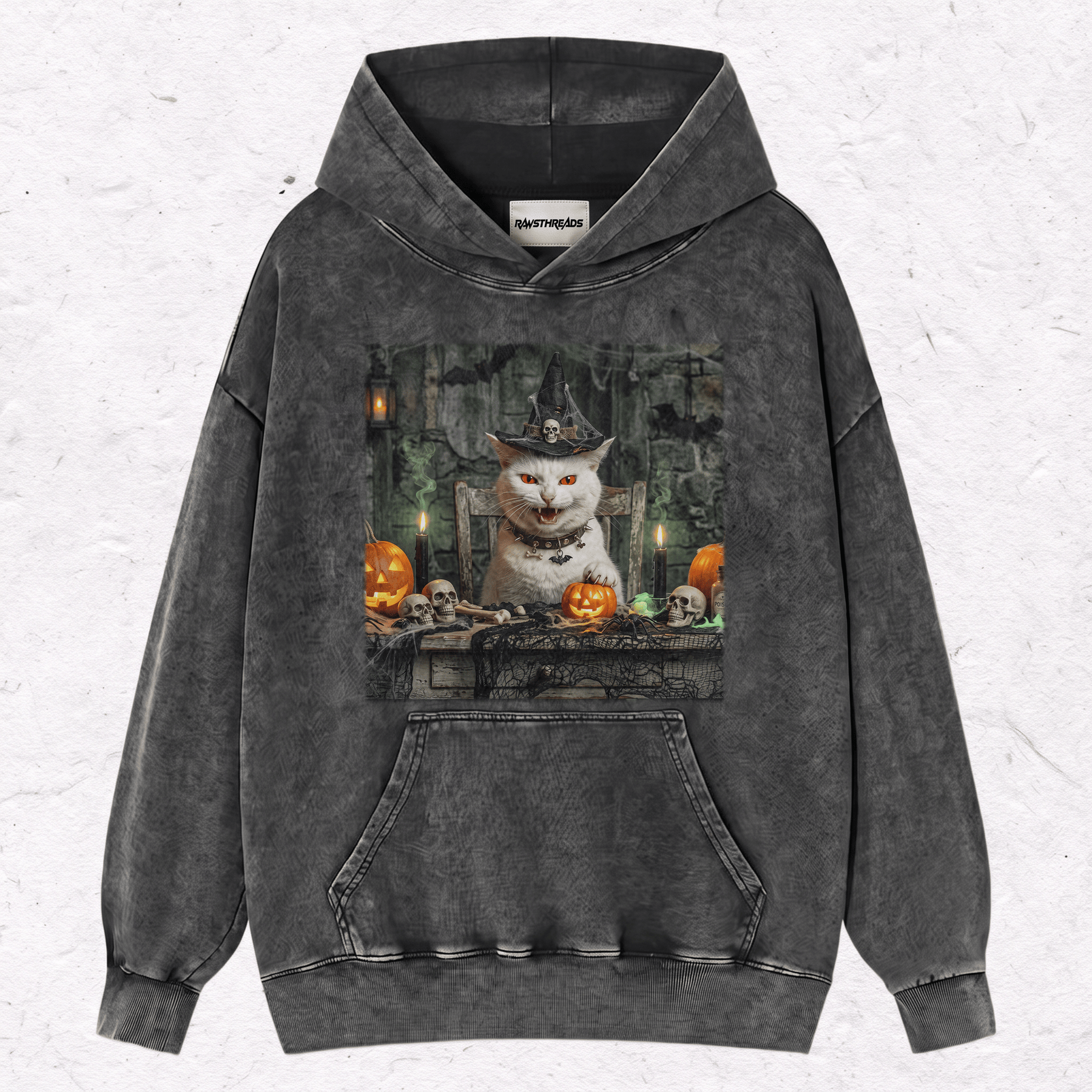 HALLOWEEN CAT HEAVY WEIGHT COTTON TEE-017
