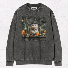 HALLOWEEN CAT HEAVY WEIGHT COTTON TEE-017