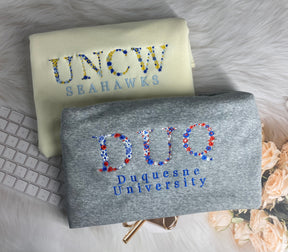 Customizable college floral embroidered