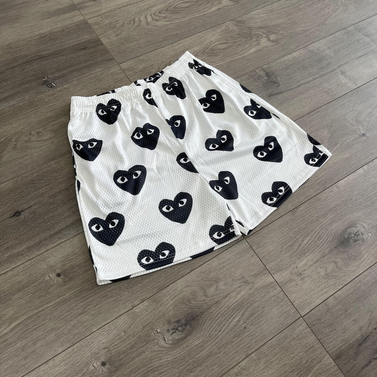 WHITE CDG MESH SHORTS-8714