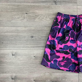 DARK PURPLE CAMO MESH SHORTS-8723