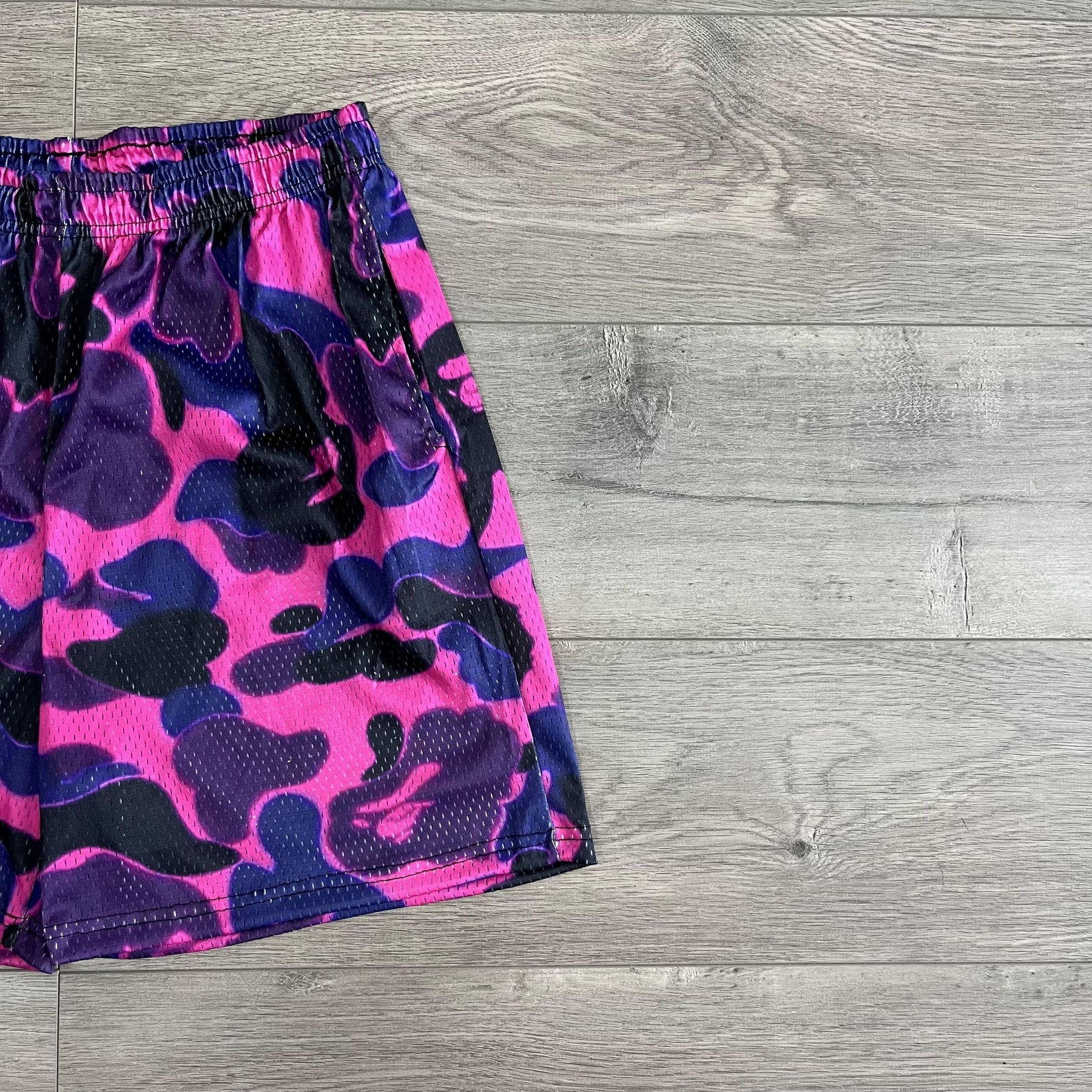 DARK PURPLE CAMO MESH SHORTS-8723