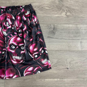 RED SKULL MESH SHORTS-8731