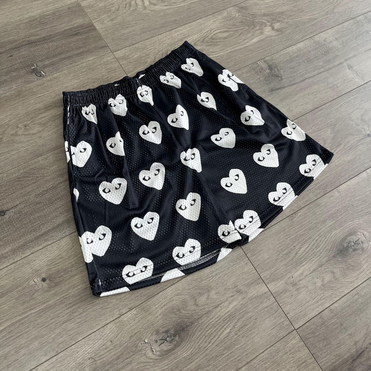 BLACK CDG MESH SHORTS-8732