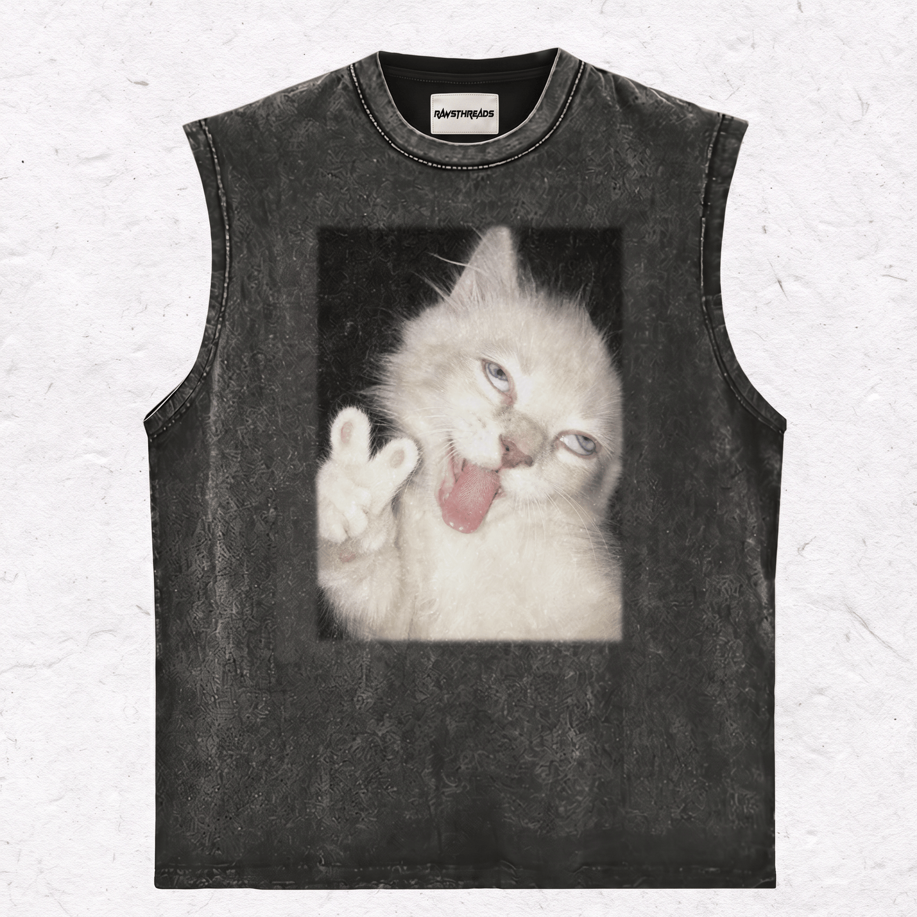WACKY CAT HEAVY WEIGHT COTTON TEE-021