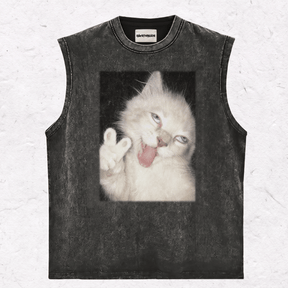 WACKY CAT HEAVY WEIGHT COTTON TEE-021