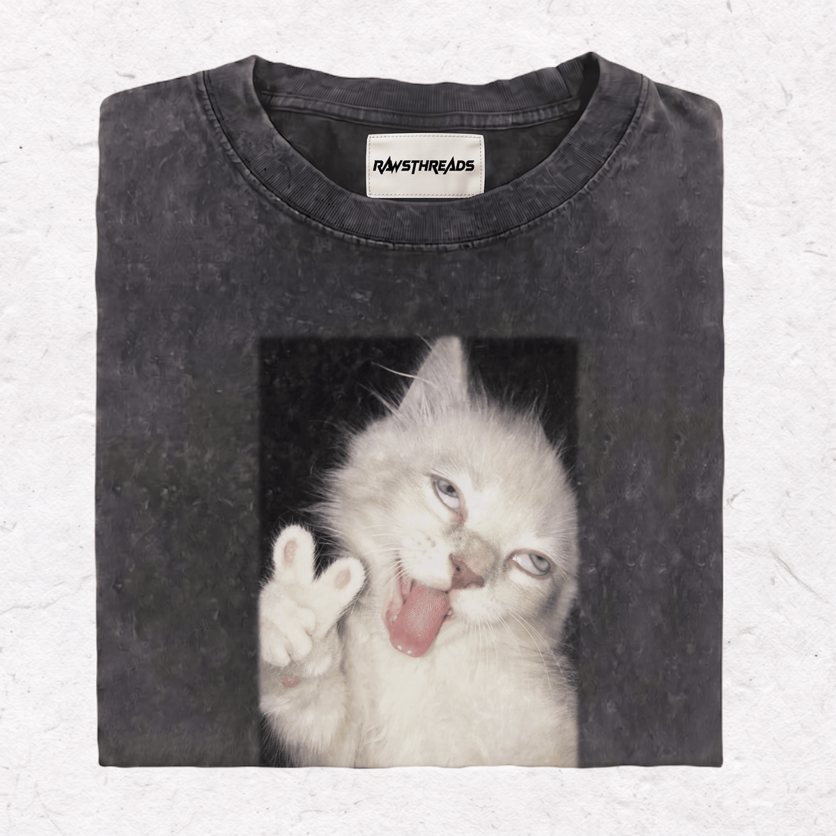 WACKY CAT HEAVY WEIGHT COTTON TEE-021