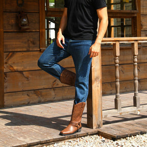 Men’s Distressed Leather Biker Western Boots