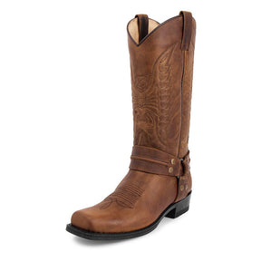 Men’s Distressed Leather Biker Western Boots