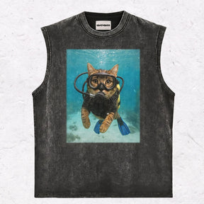 WACKY CAT HEAVY WEIGHT COTTON TEE-009
