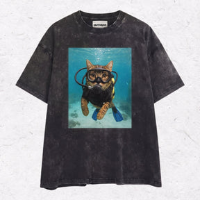 WACKY CAT HEAVY WEIGHT COTTON TEE-009