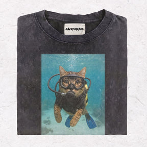 WACKY CAT HEAVY WEIGHT COTTON TEE-009