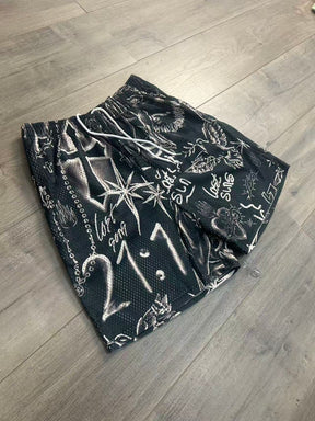 RETRO TIE DYE CROS GREEN  SHORTS-8908