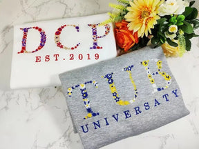 Customizable college floral embroidered