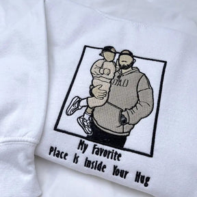 Custom Father And Child Photo Embroidery Hoodie