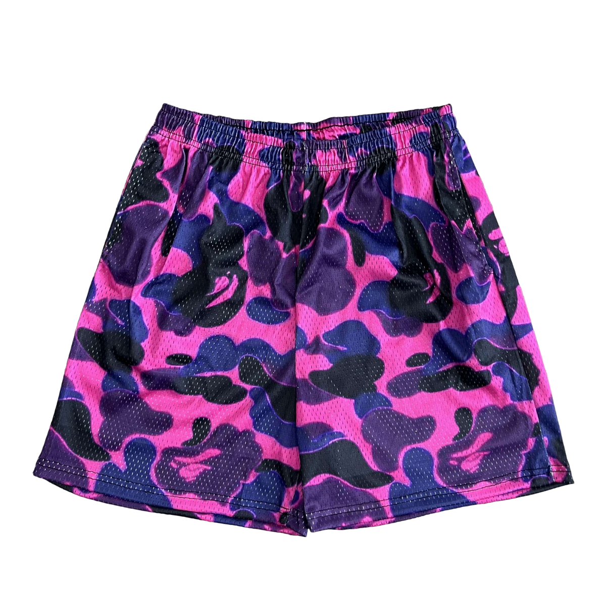 DARK PURPLE CAMO MESH SHORTS-8723