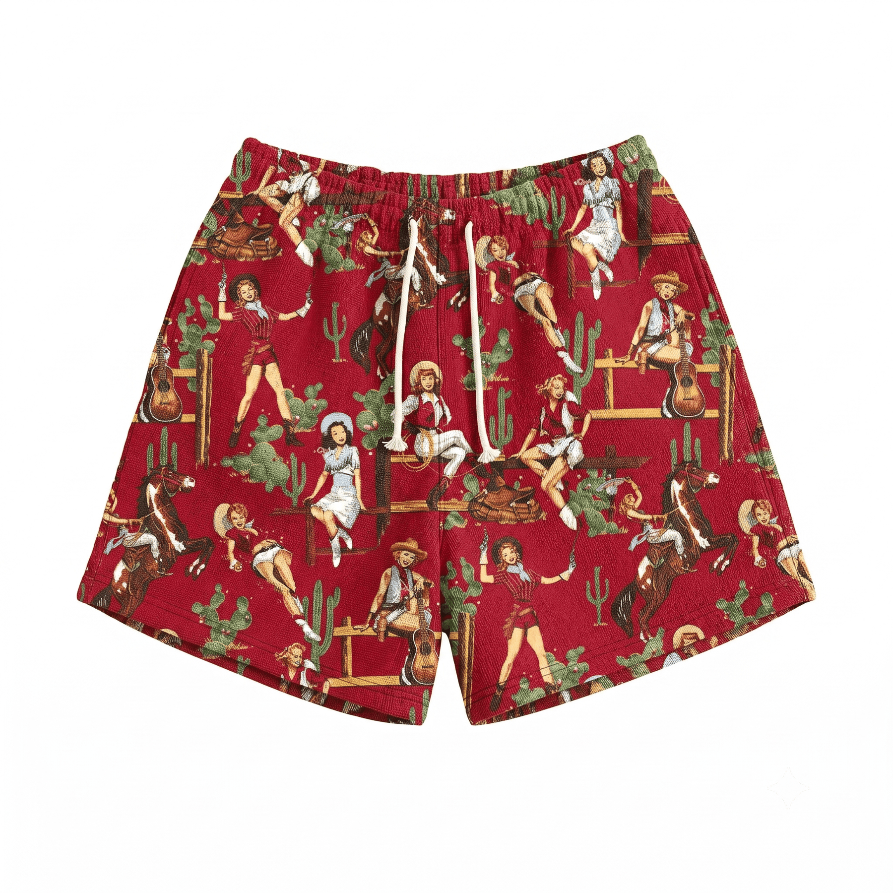 RED COWGIRL TAPESTRY SHORTS