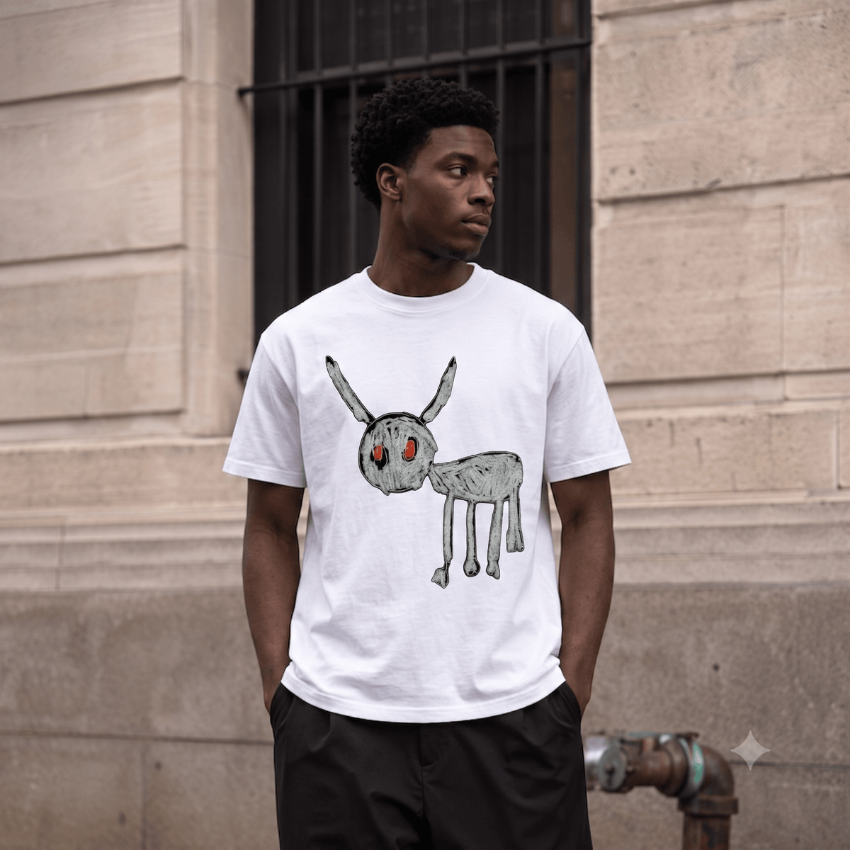 DRAKE FOR ALL THE DOGS DEER DRAWING HEAVYWEIGHT COTTON TEE-57025