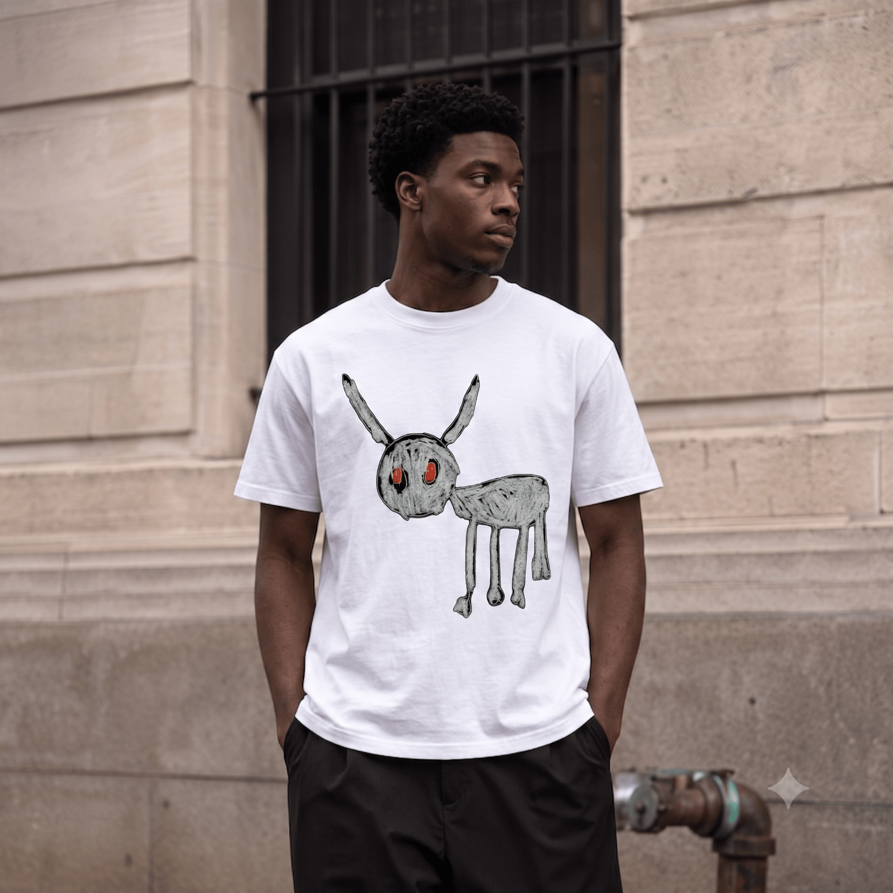 DRAKE FOR ALL THE DOGS DEER DRAWING HEAVYWEIGHT COTTON TEE-57025