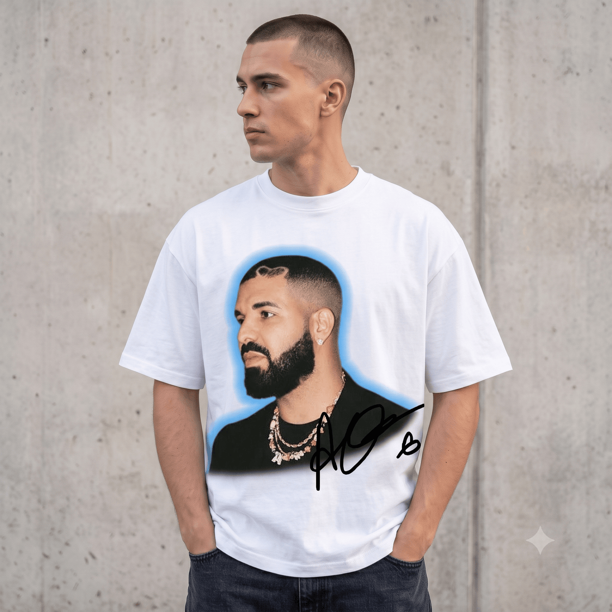 DRAKE SIGNATURE PRINT HEAVYWEIGHT COTTON TEE-57022