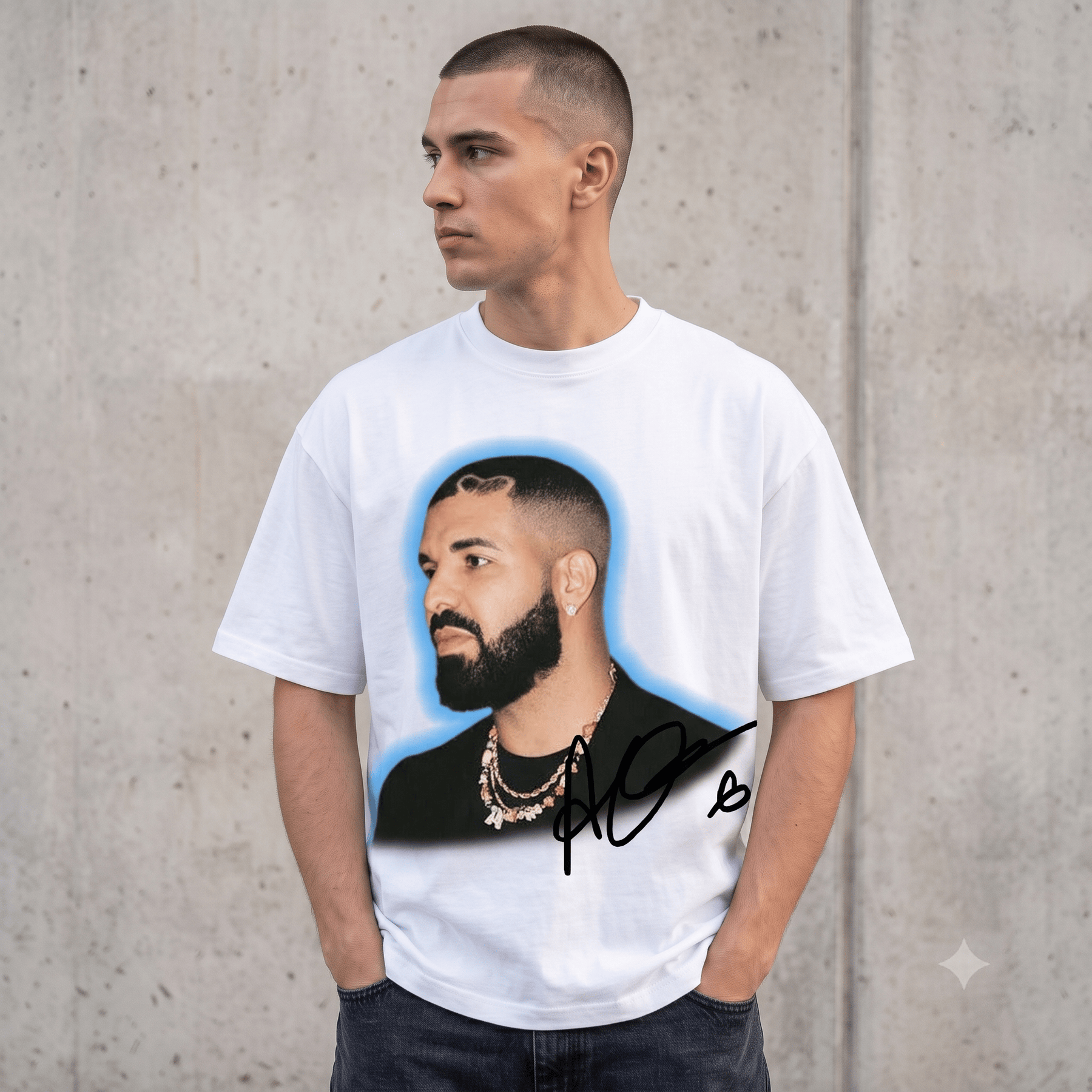 DRAKE SIGNATURE PRINT HEAVYWEIGHT COTTON TEE-57022