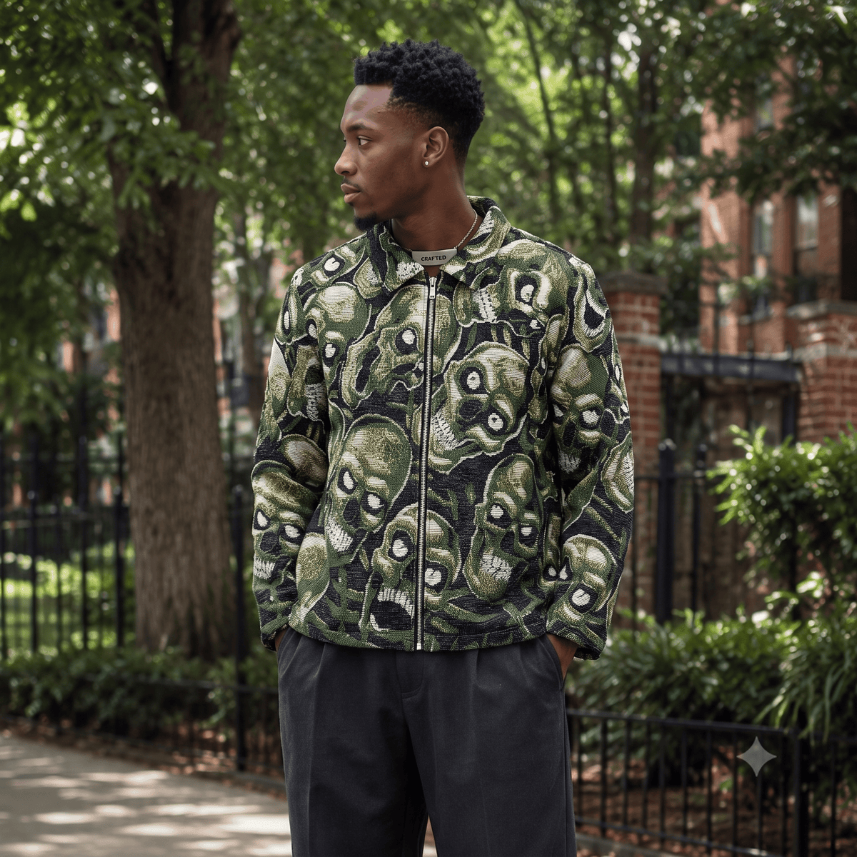 GREEN SKULL Tapestry JACKET