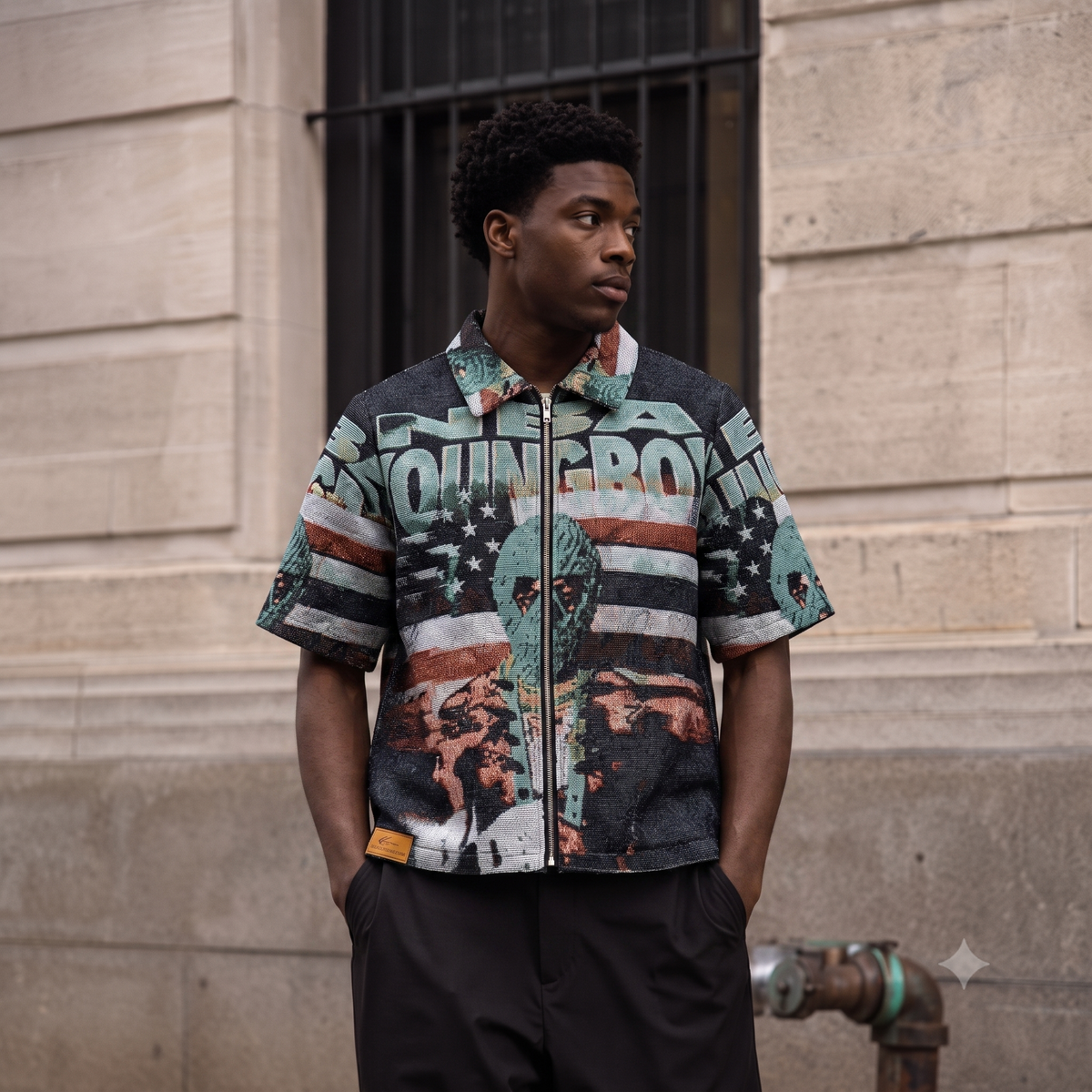 GREEN YOUNGBOY TAPESTRY TEE