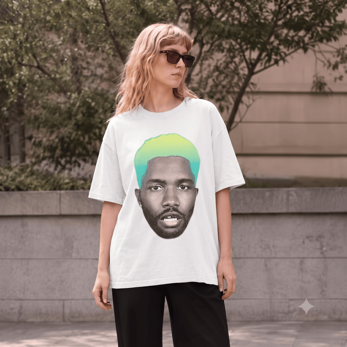 FRANK OCEAN GRADIENT HAIR PORTRAIT HEAVYWEIGHT COTTON TEE-57028