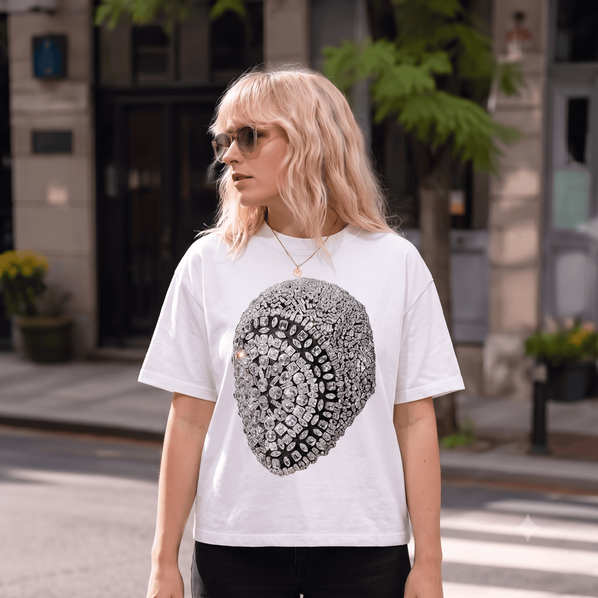 DIAMOND MASK GRAPHIC WEIGHT COTTON TEE-57012