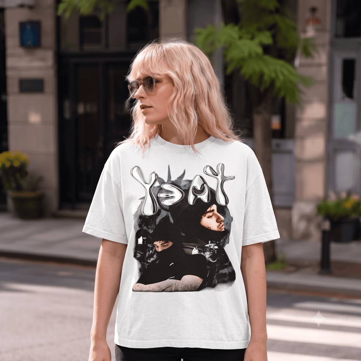 YEAT BALACLAVA & SIDE PROFILE PRINT HEAVYWEIGHT COTTON TEE-5702
