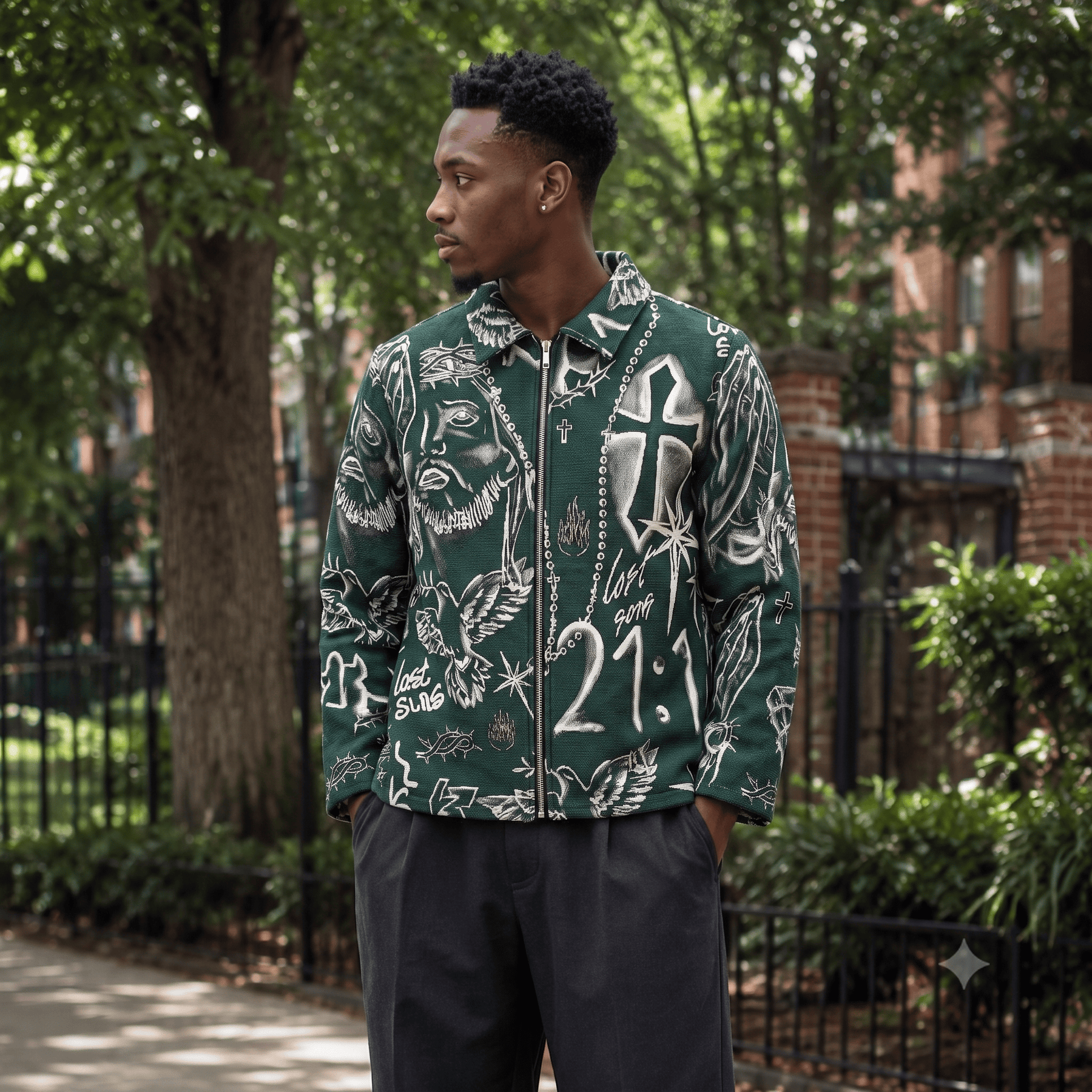 RETRO TIE DYE CROS GREEN JACKET