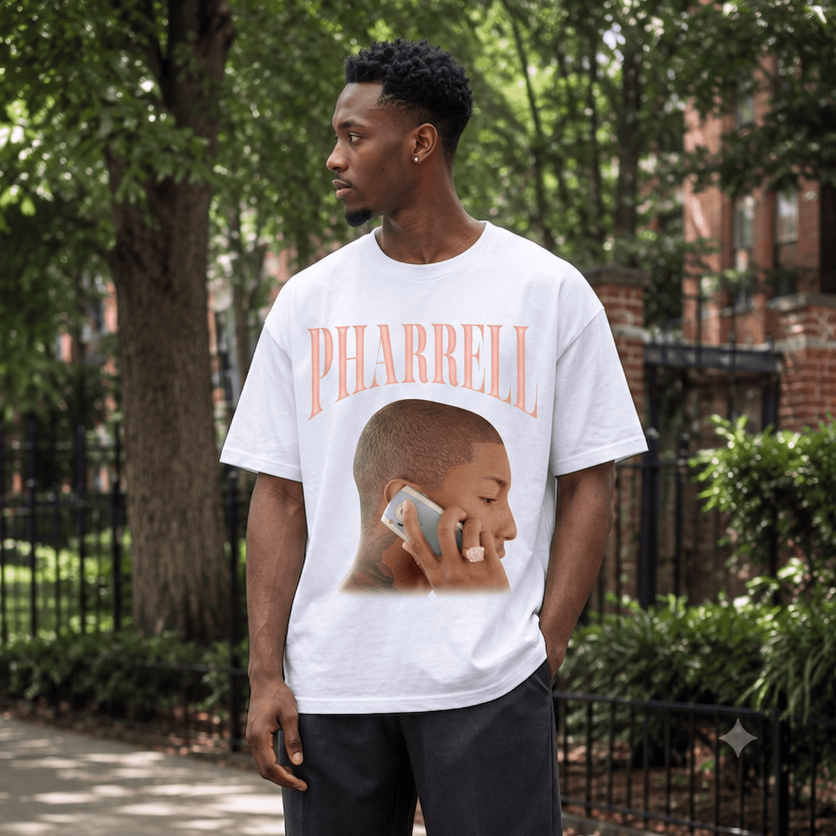 PHARRELL WILLIAMS VINTAGE PHONE CALL HEAVYWEIGHT COTTON TEE-57024