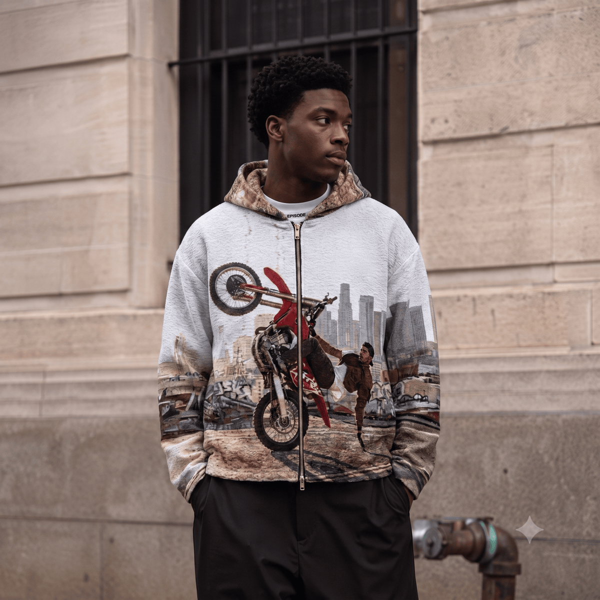 WHEELIE TAPESTRY HOODIE
