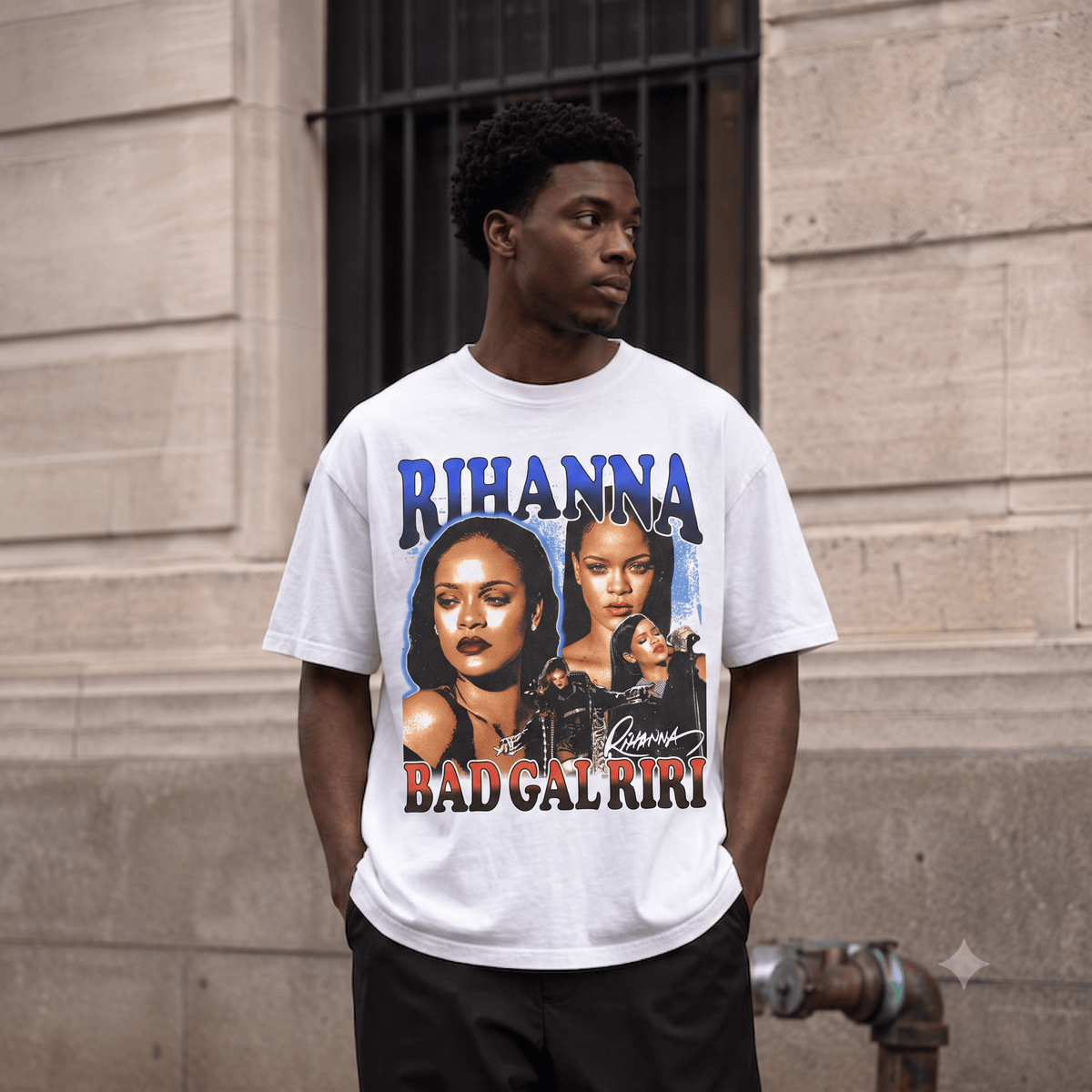 RIHANNA SIGNATURE PRINT HEAVYWEIGHT COTTON TEE-57016