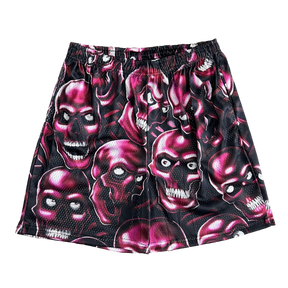 RED SKULL MESH SHORTS-8731